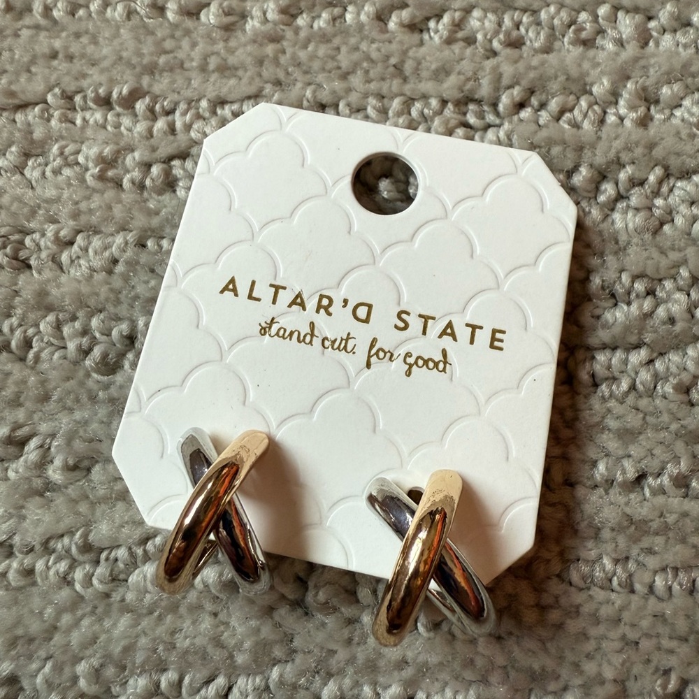 Altar’d State Silver and Gold Crossover Hoops
